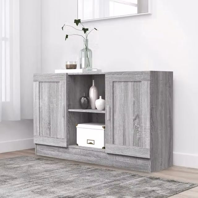Credenza moderna vidaXL in legno e MDF grigio L: 120 cm, P: 30,5 cm, H: 70 cm – 1