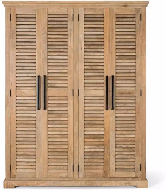 Armadio in legno di mango naturale Giner Y Colomer, colore marrone, L: 150 cm, P: 50 cm, H: 190 cm