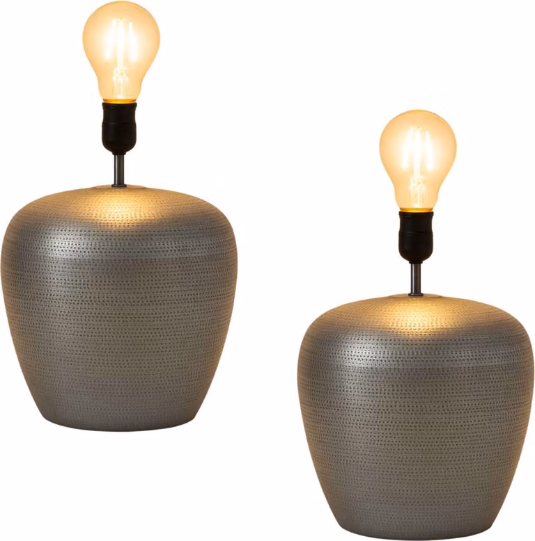 Marrakesch set di 2 lampade da tavolo vintage XXL lampada da comodino alta 39cm | lampada da tavolo decorativa boho lampada in soggiorno camera da letto e camera dei bambini | lampada da tavolo Camden argento presa E27 lampada