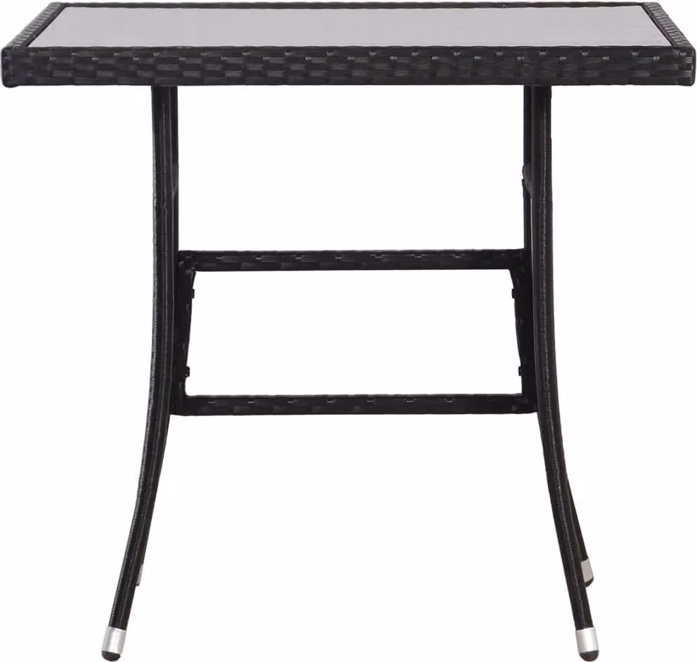 vidaXL Tavolo da giardino nero 80 x 80 x 74 cm in poly rattan