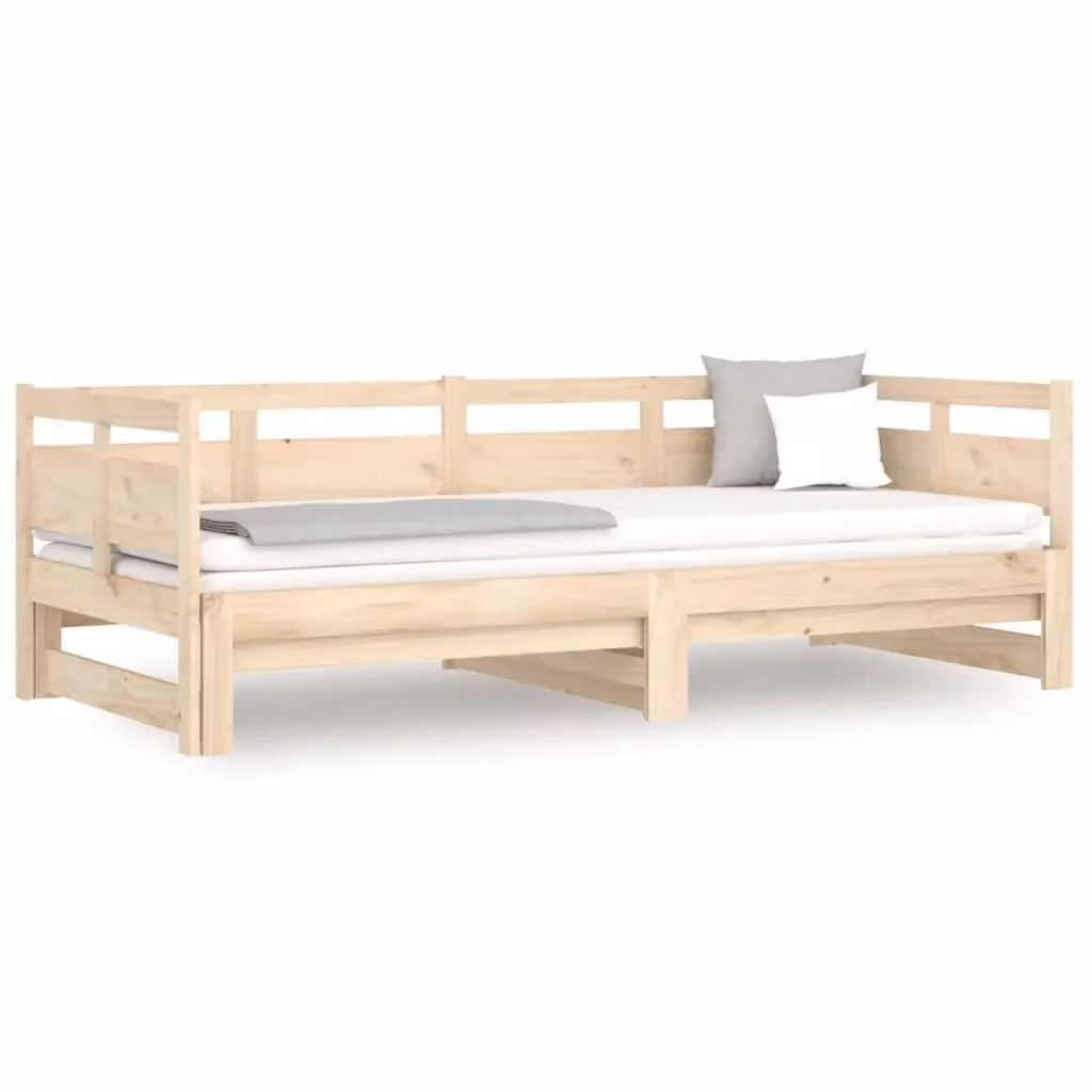 Dormeuse estraibile vidaXL in legno massello di pino naturale, L/P/H: 193.5 x 181 x 66 cm – 2