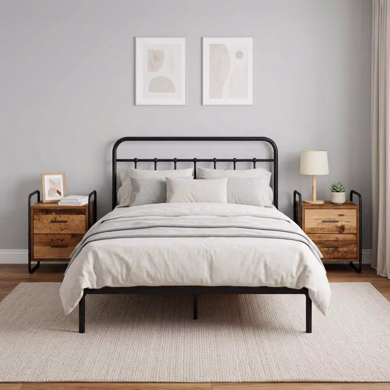 Set di 2 Mobiletti da Letto Appesi vidaXL in Legno Antico, Marrone e Nero, L 40 cm x P 30 cm x H 50 cm