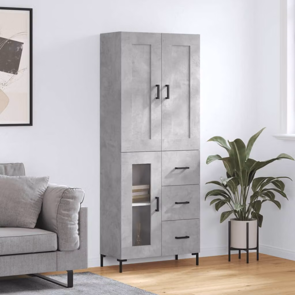 Credenza vidaXL Grigio con ante a battente e ripiani interni in stile minimalista L: 69,5 cm, P: 34 cm, H: 180 cm