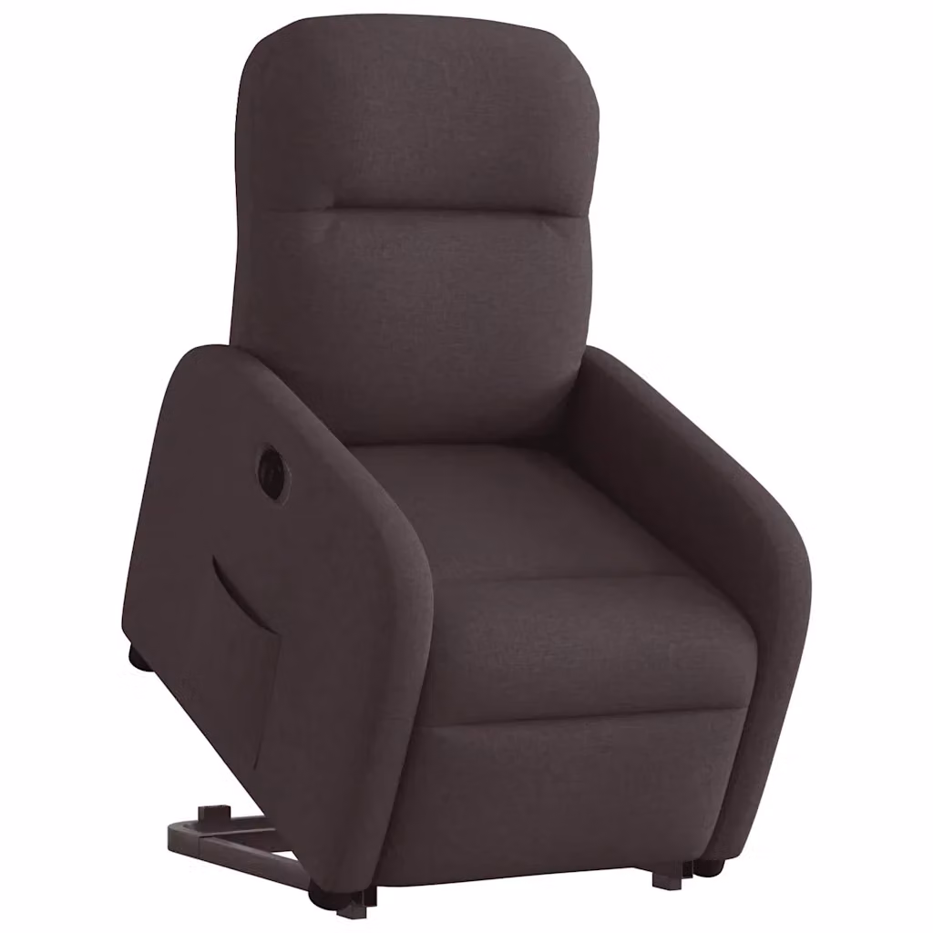 Poltrona Alzapersona Reclinante Elettrica vidaXL in Tessuto Marrone con Braccioli – 2