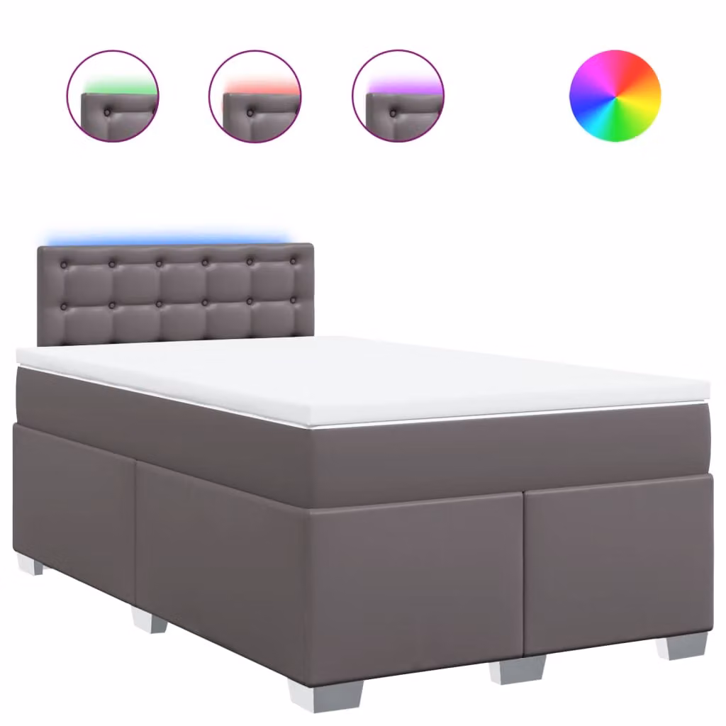 Giroletto a Molle con Materasso Grigio 120x190 cm in Pelle finta
