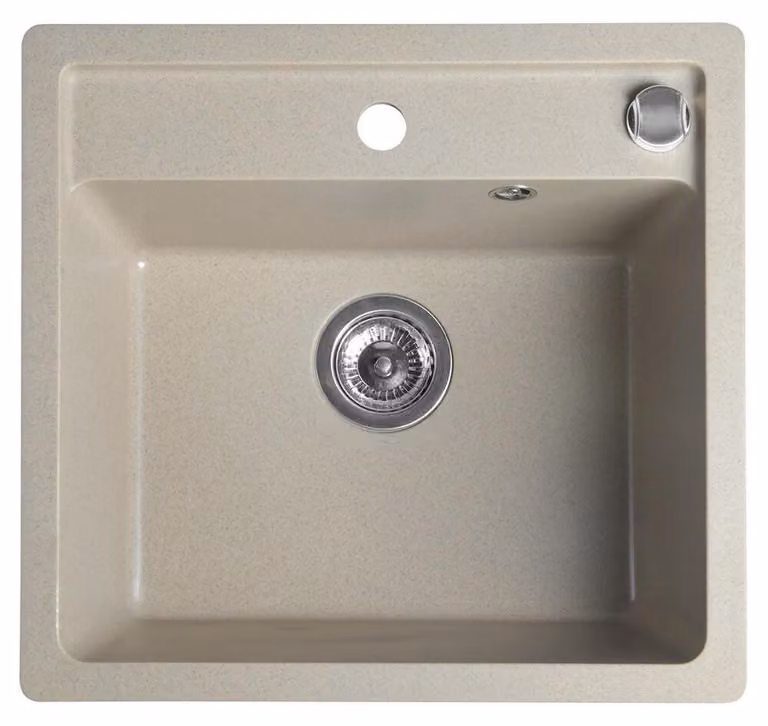 Lavello da incasso in granito, 1 vasca, 53x50cm, beige