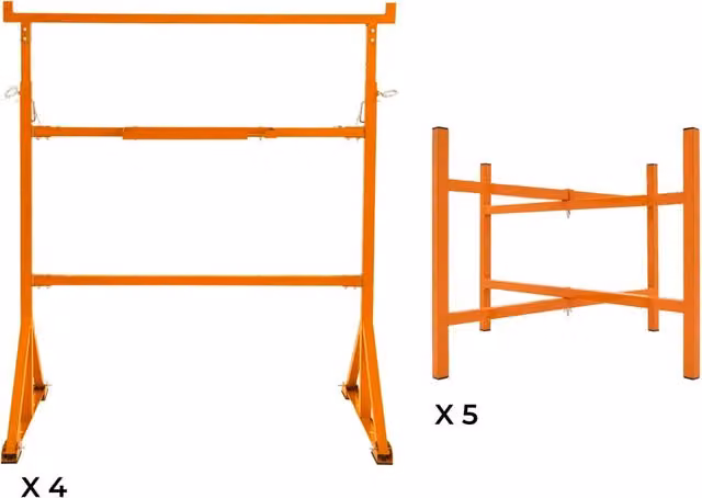 Set di 4 Cavalletti e 5 Supporti per Tavola Malta Monster Shop in Acciaio Heavy Duty Arancione