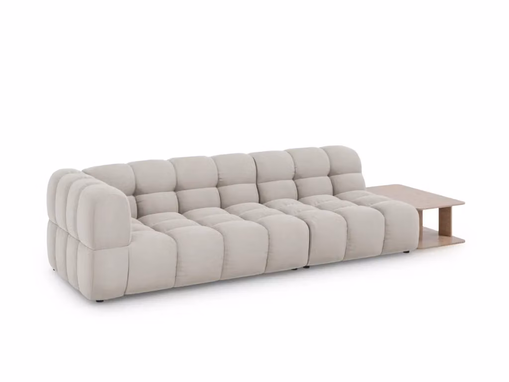 Divano modulare Sky Cosmopolitan Design a 4 posti in velluto beige chiaro con configurazione a L destra – 2