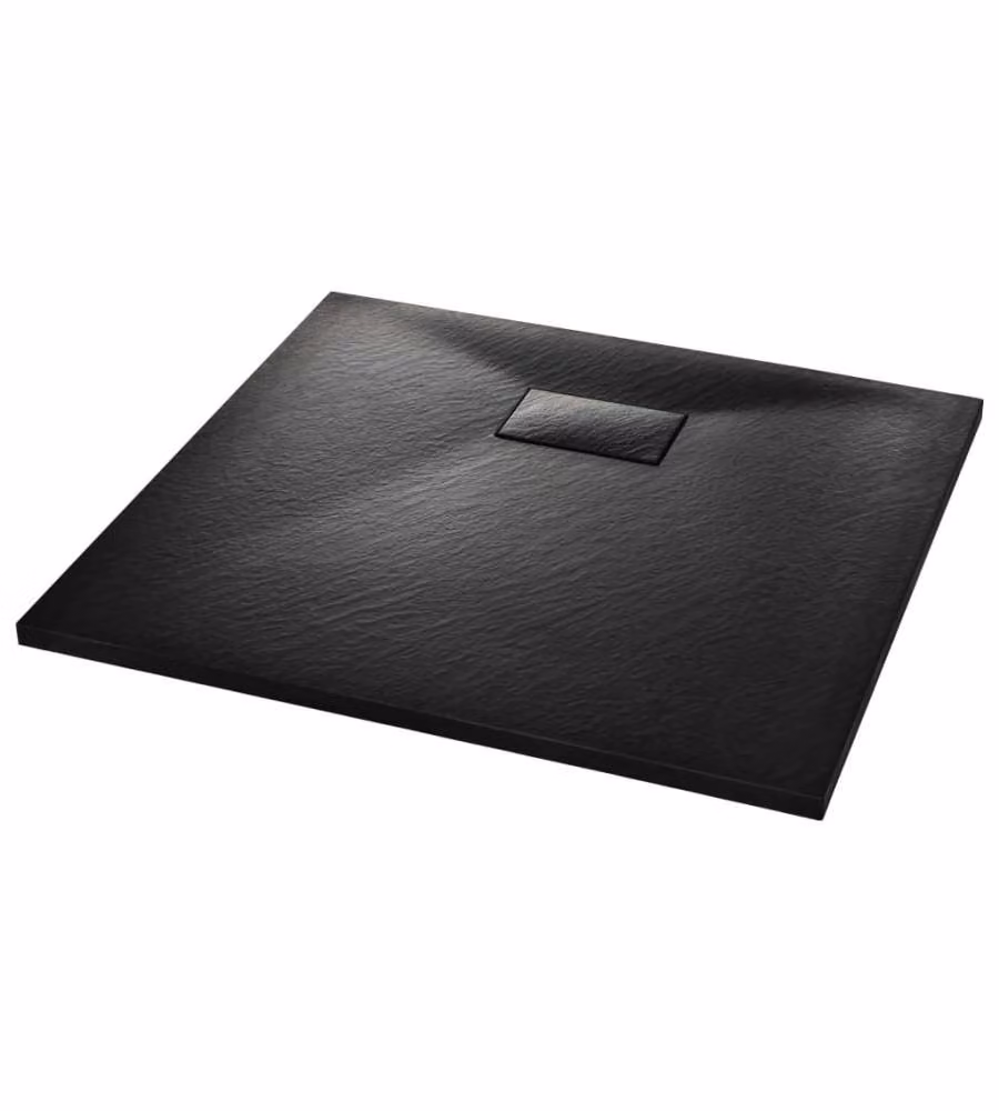 Piatto doccia rettangolare vidaXL in mineral cast nero antiscivolo L: 90 cm, P: 80 cm – 2