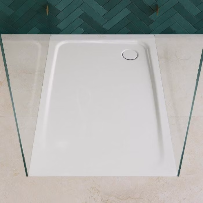 Vasca doccia Kaldewei TEMPER, dimensioni 90 x 110 cm, con sistema Invisibe Grip e supporto per vasca