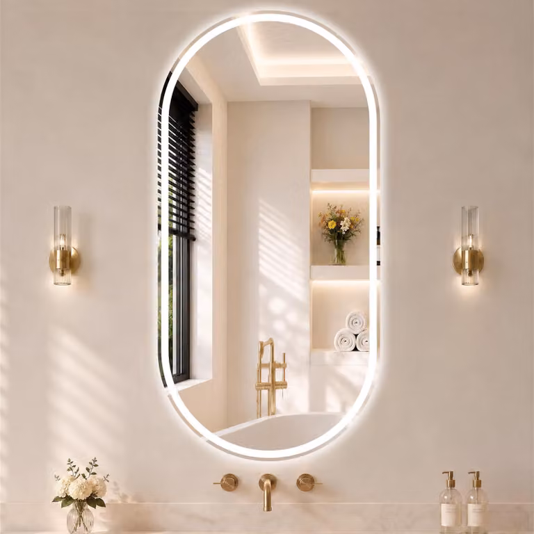 Specchio da bagno a LED, 80x40 cm, con touch screen, dimmerabile, 3 colori, grado di protezione IP65