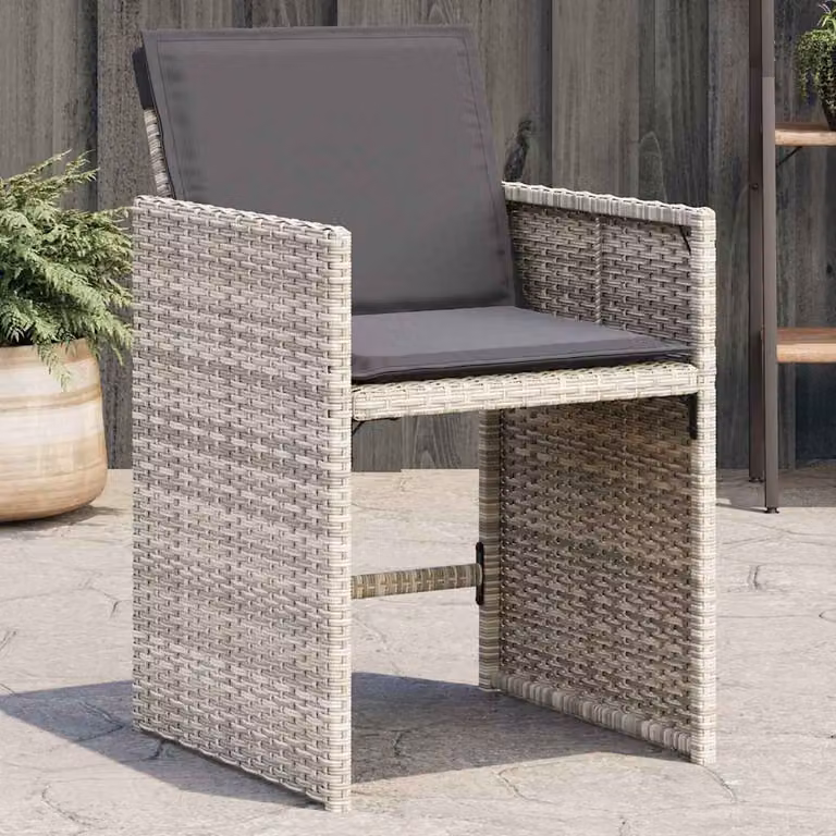 Set di 4 sedie da giardino vidaXL in polyrattan con cuscini grigio antracite e braccioli