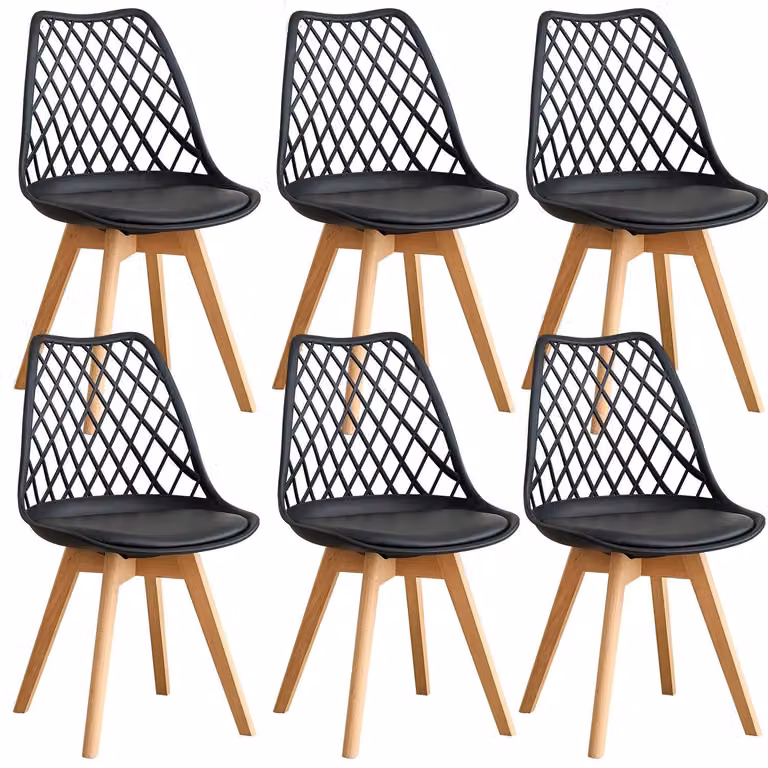 Set di 4 sedie da pranzo con cuscini imbottiti e gambe in legno