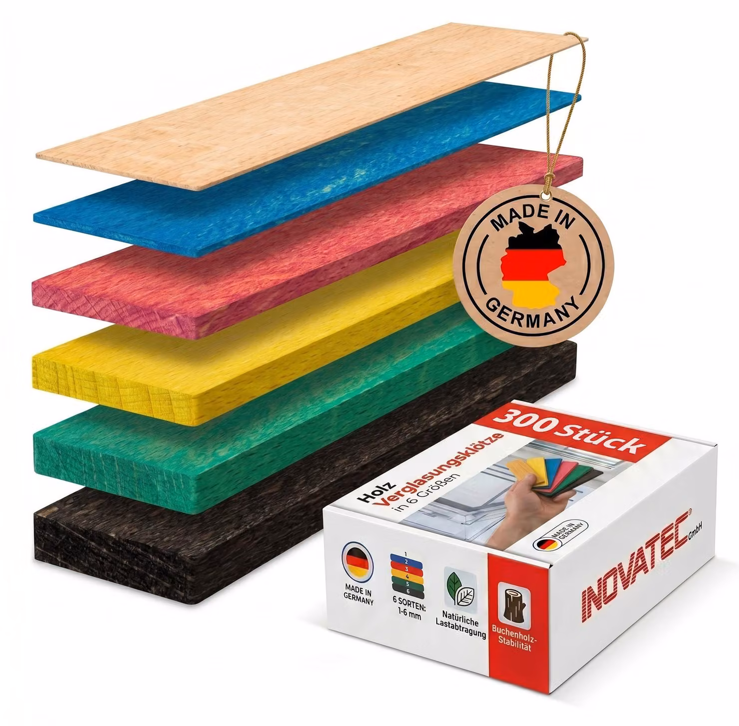 300 x blocchetti di legno INOVATEC 80 x 24 in scatola