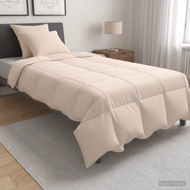 Set di Piumoni 2 pz 155 x 220 cm Tutte le stagioni Beige 3431905
