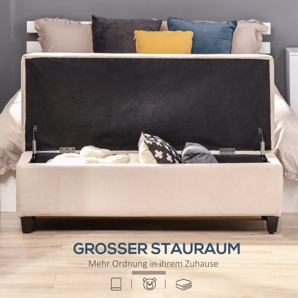 Panca contenitore imbottita REDOM beige L: 125 cm, P: 49 cm, H: 41,5 cm – 2