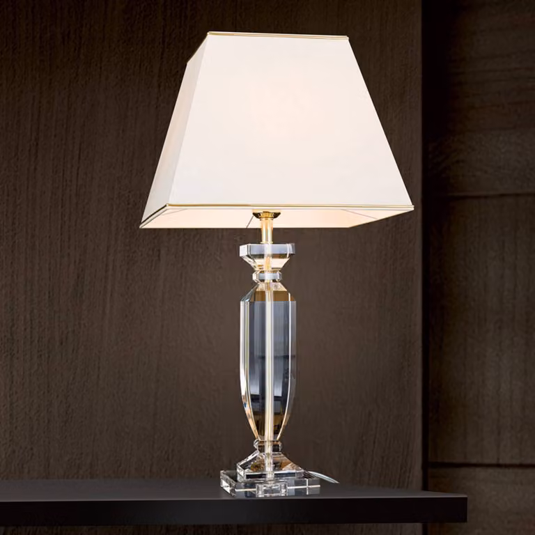 ORION Lampada da tavolo Pokal, Crema / Ambra, Soggiorno / Sala da pranzo, Cristallo, Lampada da tavolo