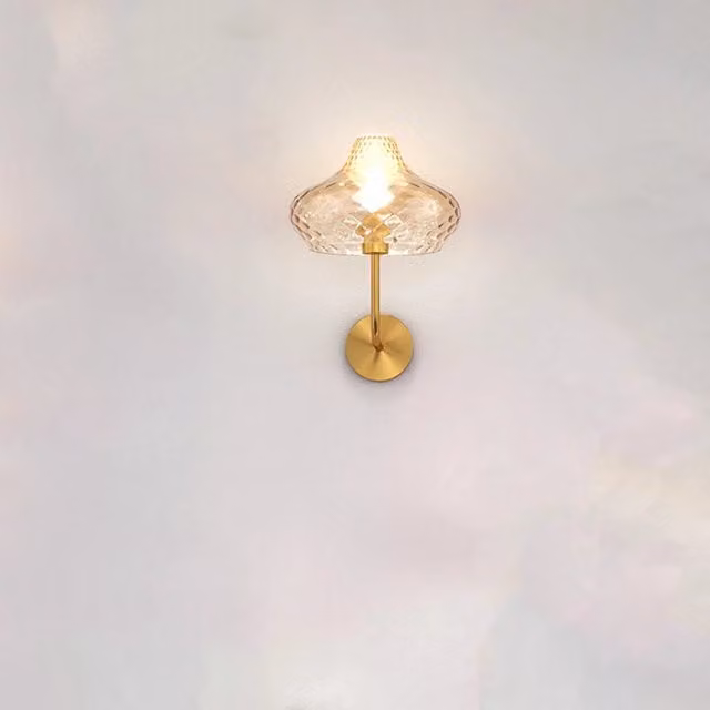Applique Contemporanea Dress Top Light in Metallo Ottone e Vetro Ambra con Altezza Regolabile e Attacco E27
