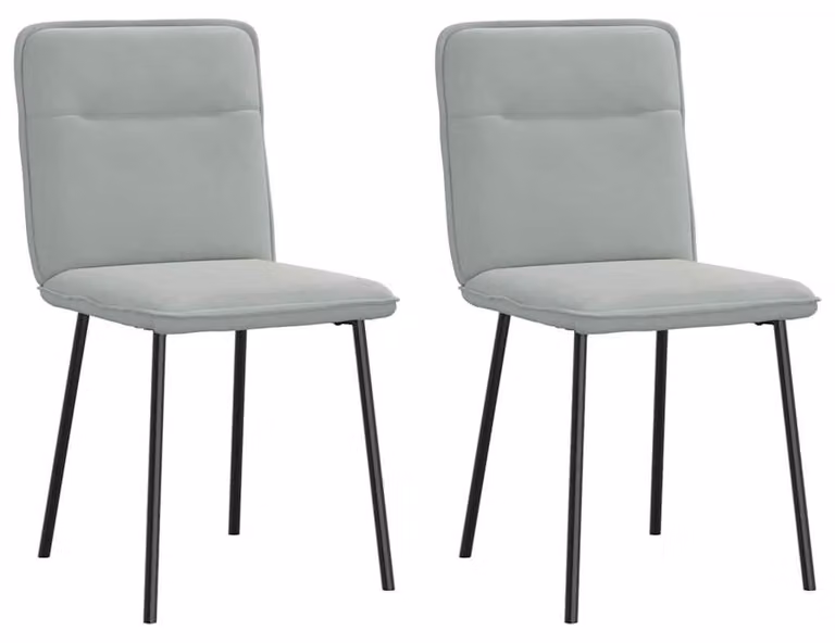 Set di 2 sedie da pranzo in velluto color grigio chiaro