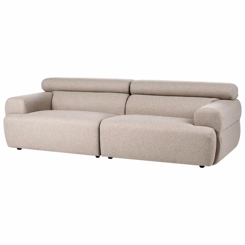 Divano a 3 posti BELIANI in tessuto beige con poggiatesta regolabile per il tuo salotto moderno L: 210 cm, P: 69 cm, H: 65 cm – 2
