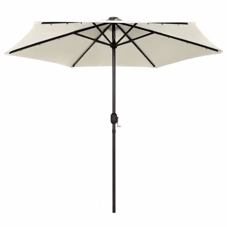 Ombrellone The Living Store con luci LED e asta in alluminio 270 cm bianco sabbia