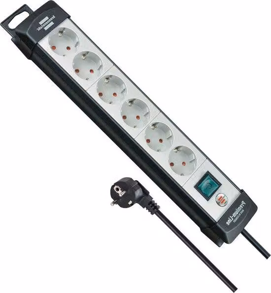 Presa multipla a 6 prese con interruttore e cavo da 5 m, grigio chiaro/nero