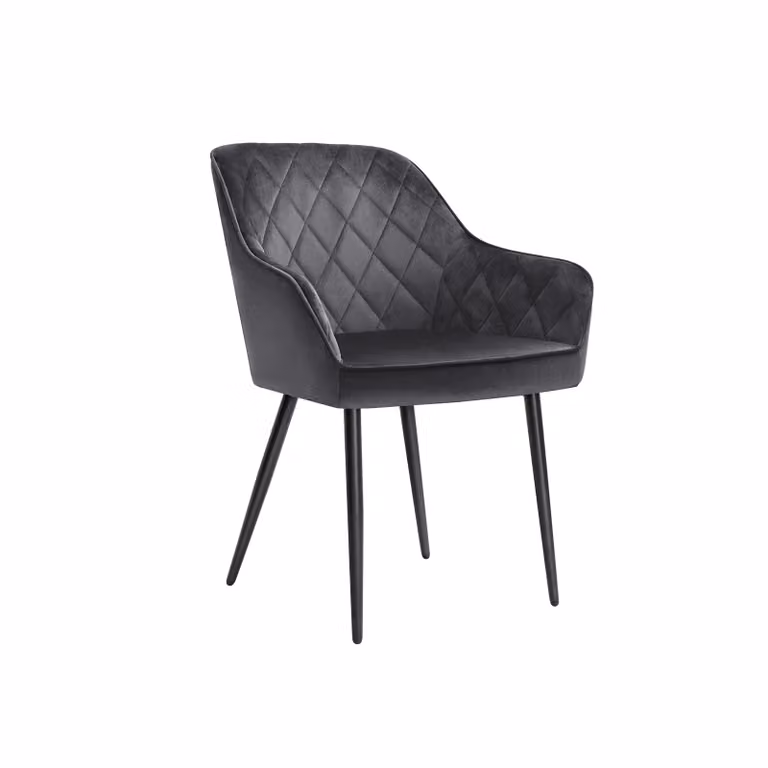 Sedia da Pranzo Poltroncina Sedia Imbottita con Braccioli, Grigio / Set di 1