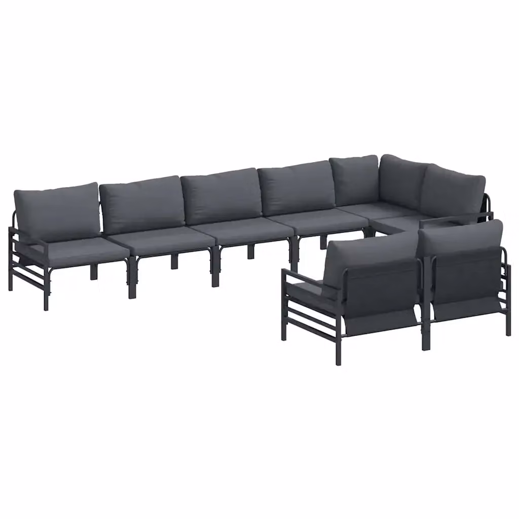 Set Divano da Giardino a L vidaXL 8 pz in Acciaio Antracite con Cuscini – 2