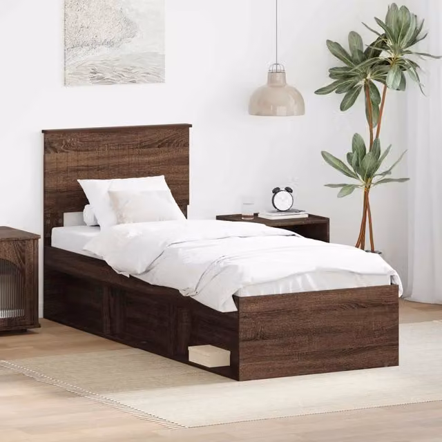 Struttura del letto-Giroletto Rovere Marrone 75 x 190 cm Pino massello 632939