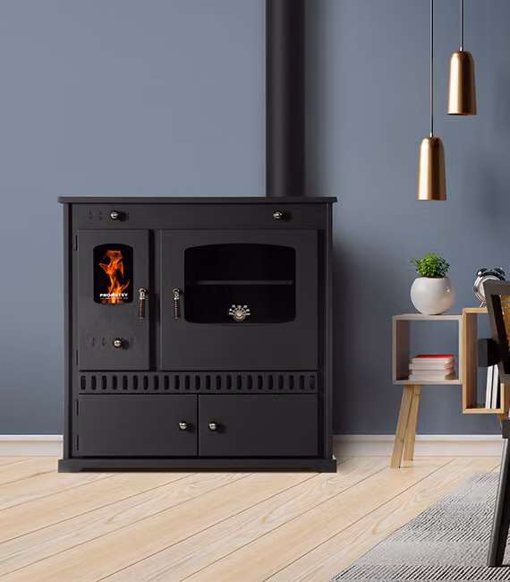 EEK A+ Stufa con vano cottura e piano di cottura Perfect Eco 7 kW Stufa per cottura continua Stufa per officina Stufa svedese Stufa per casetta Stufa per riscaldamento