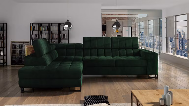MIRJAN24 Divano ad angolo Laris, divano ad L imbottito, elegante divano ad angolo con contenitore e funzione letto (colore: Fresh 13, lato: sinistro)