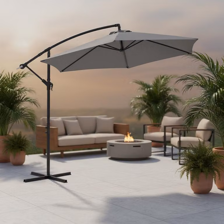 Ombrellone Ampel ⌀3,5M Grigio Ombrellone a manovella Distributore di ombra Ombrellone solare da giardino