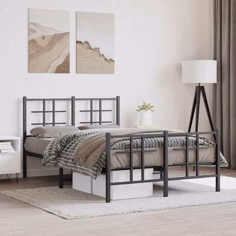 vidaXL Giroletto in metallo nero con testiera e pediera L/P/H: 120 x 200 cm