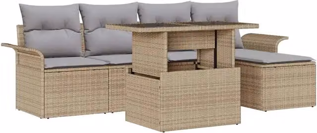Set Divano da Giardino 6 pz Beige 3357003