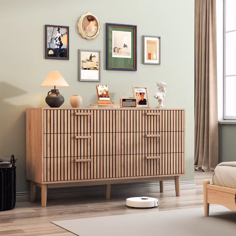 UnboxG cassettiera con 6 cassetti, credenza in legno, cassettiera in legno naturale per soggiorno e camera da letto