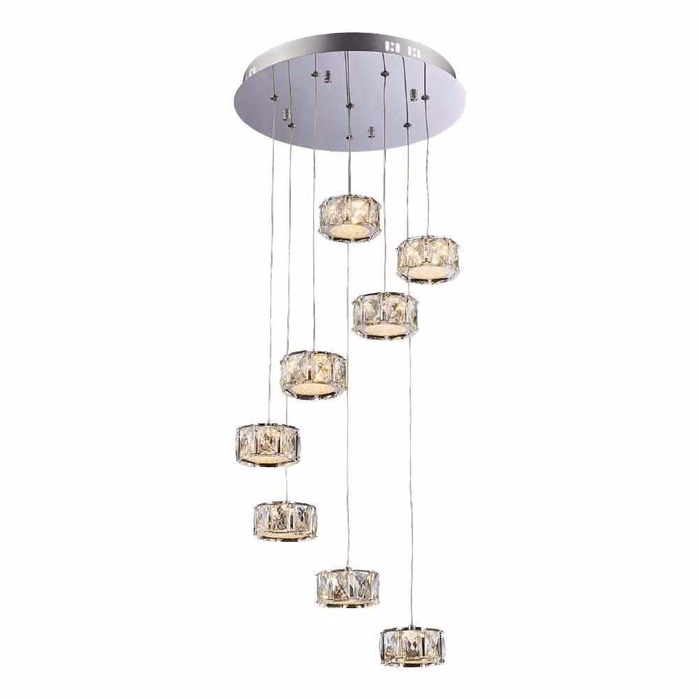 Lampada a sospensione LED KNOX 40W, 3000K, argento/chiaro, Ø: 38 H: 155 cm, presa LED