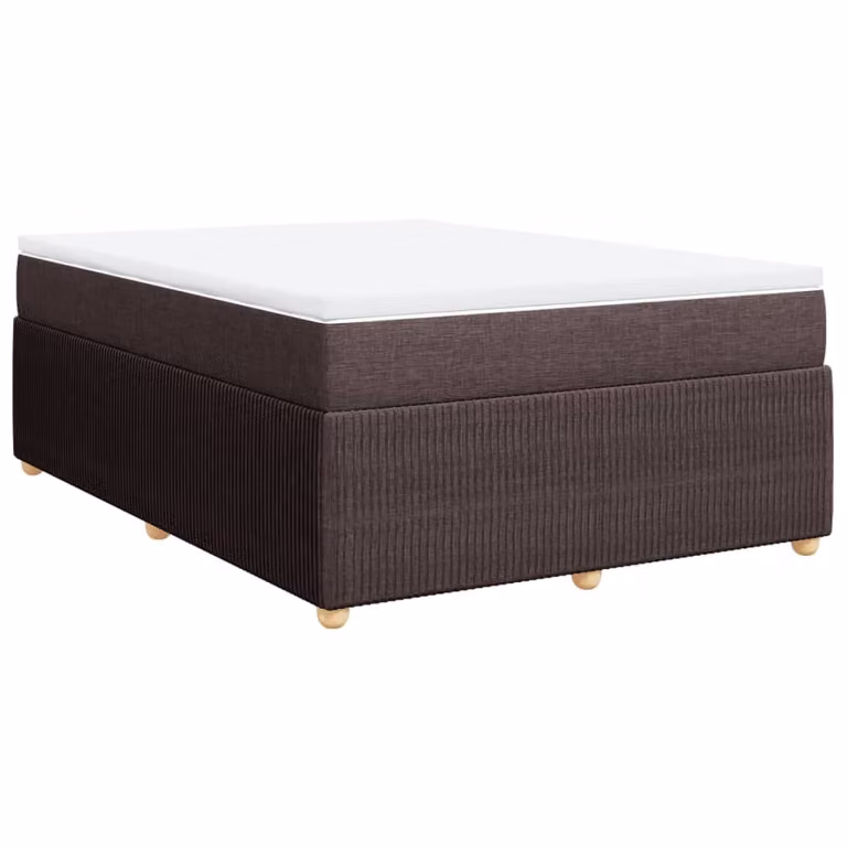 Giroletto a Molle con Materasso Marrone Scuro 140x190cm Tessuto