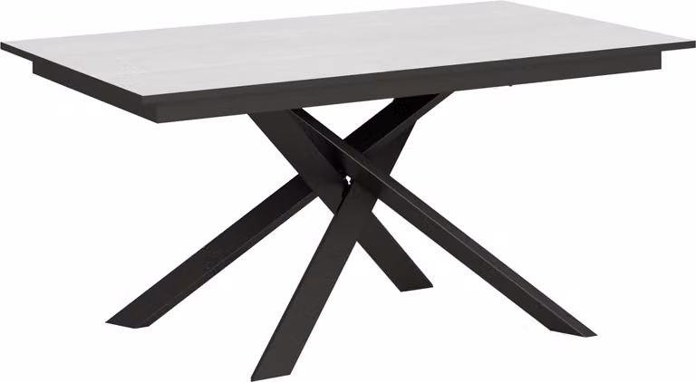 ITYHOME - Tavolo allungabile 160/220x80 cm Ganty bianco frassino - bordo antracite telaio e gambe antracite