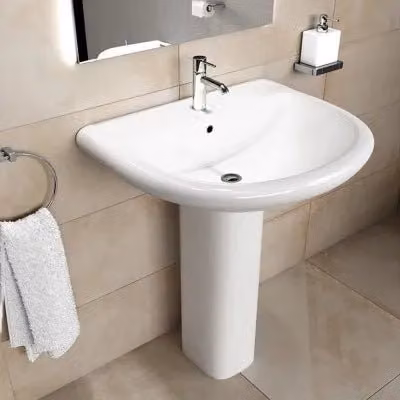 Lavabo con colonna Rak serie Orient in ceramica bianca lucida L: 66 cm, P: 55 cm, H: 85 cm – 1