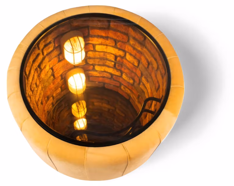 Tavolino esclusivo con profondità 3D, illuminazione a LED e superficie in vetro