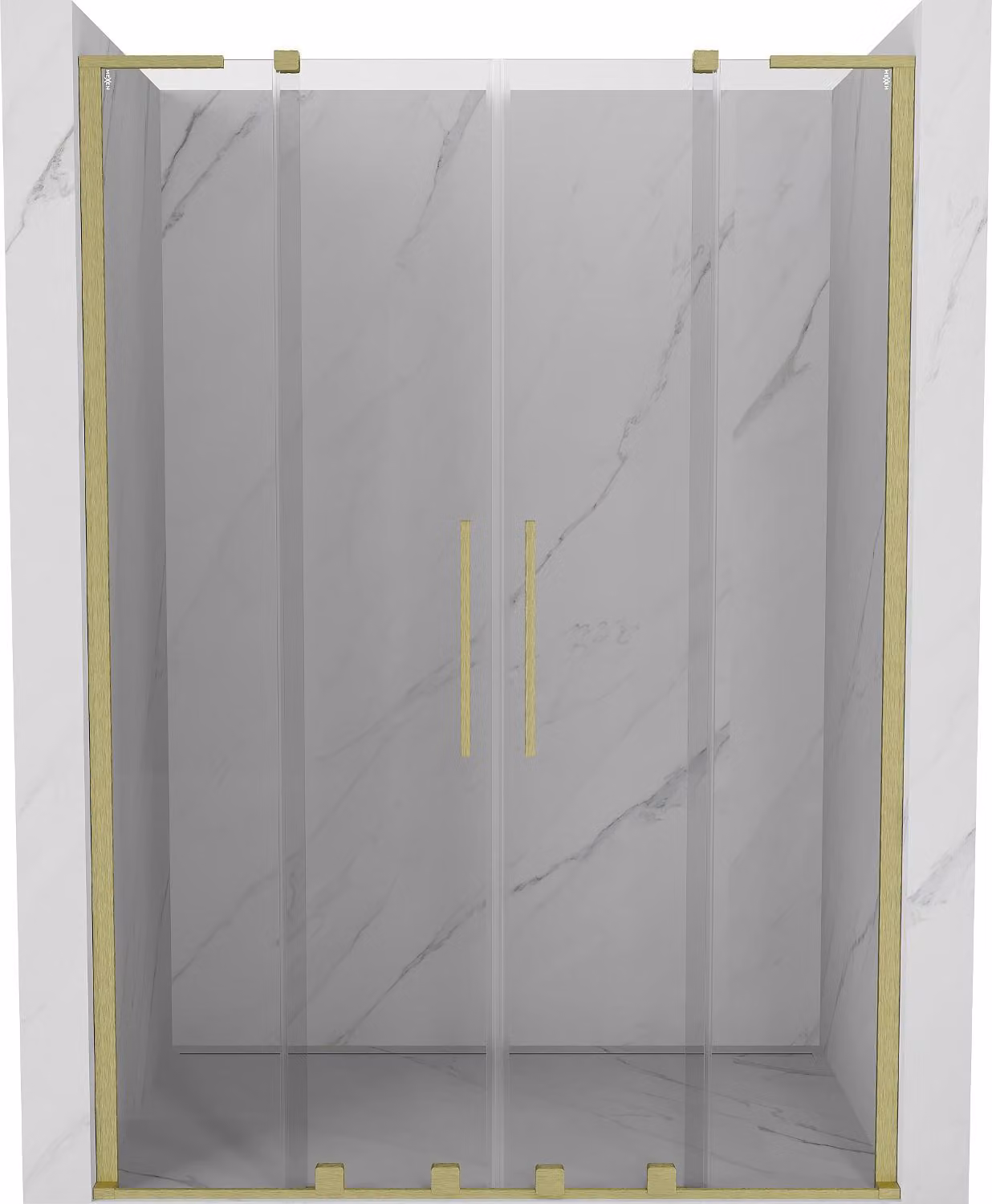 Mexen Velar L Duo porte doccia scorrevoli 140 cm, trasparente, oro spazzolato - 871-140-003-02-55
