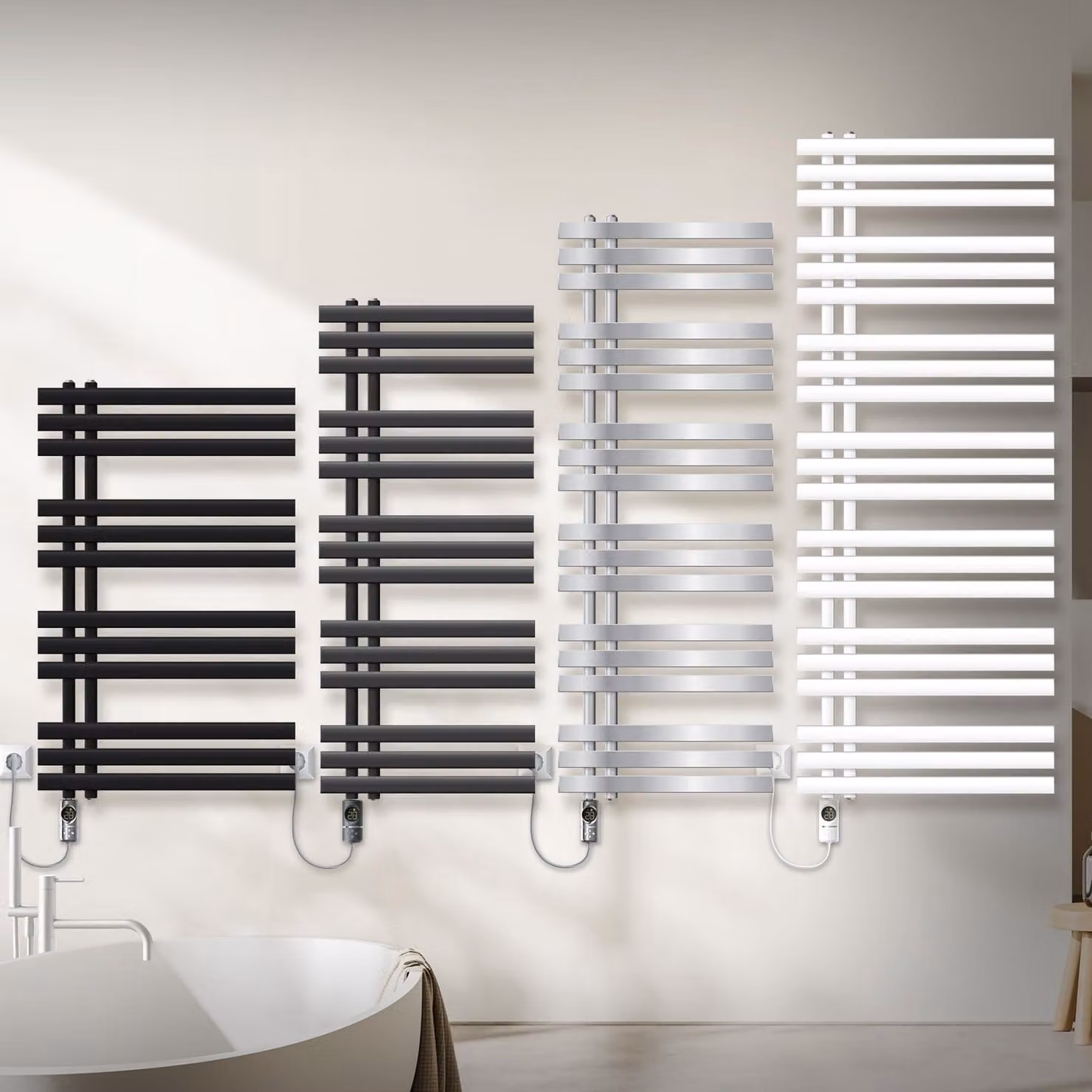 Radiatore elettrico per bagno - Potenza: 1200 W - Dimensioni: 500x1400 mm - Radiatore asciugamani