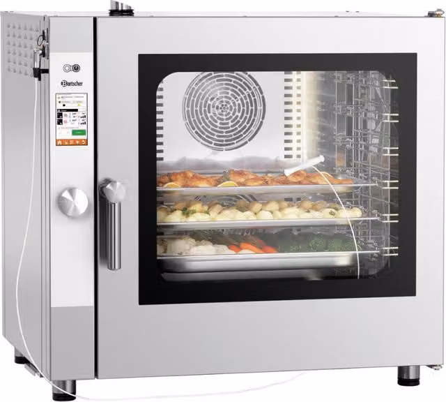 Forno combinato a vapore elettrico Bartscher Silversteam P-7111DRS in acciaio inox color argento con connessione idrica fissa e display LED