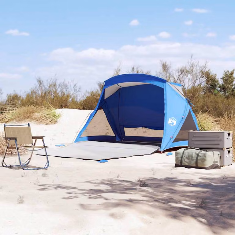 vidaXL Tenda da Spiaggia per 2 Persone Azzurra Impermeabile in Poliestere e Fibra di Vetro