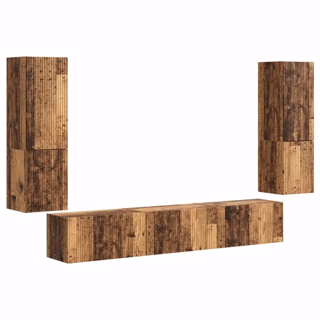 Set mobile TV moderno vidaXL in 4 pezzi, colore marrone, in legno e MDF per soggiorno – 2
