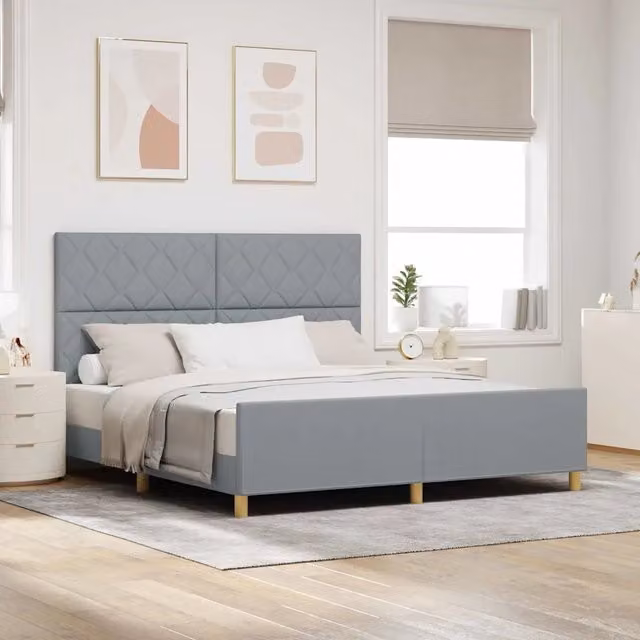 Struttura letto imbottita vidaXL in tessuto grigio L: 180 cm, P: 200 cm, H: 128 cm – 1