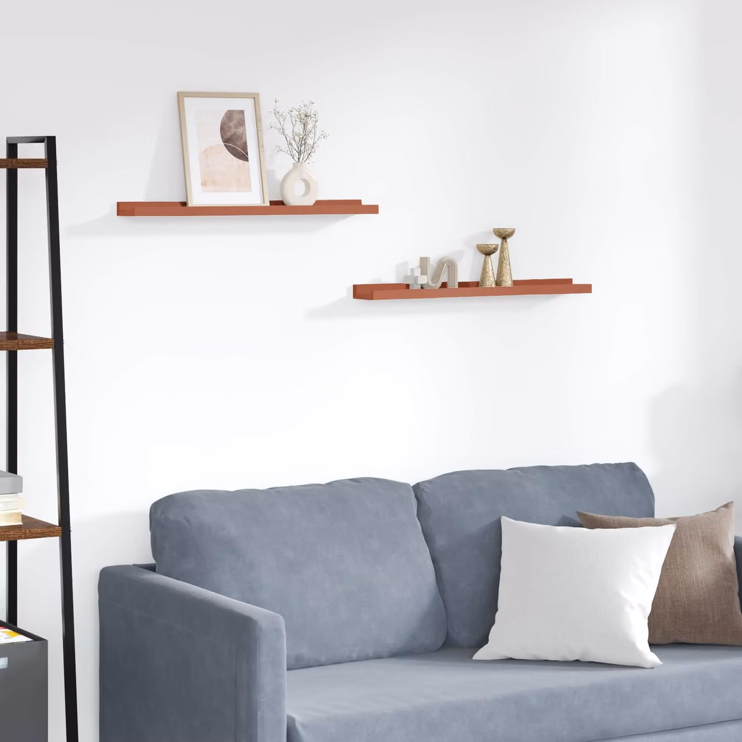 Set di 2 Scaffali da parete moderni vidaXL in MDF Rosso L: 60 cm, P: 9 cm, H: 3 cm