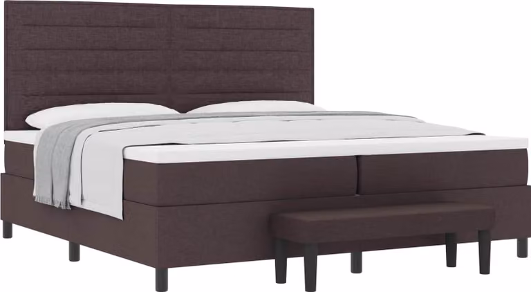 Letto a molle con materasso Marrone Scuro 200 x 200 cm Tessuto