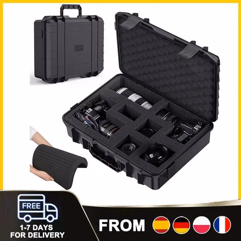 Valigetta portatile in plastica, universale, con inserto in schiuma personalizzabile per utensili, resistente agli urti