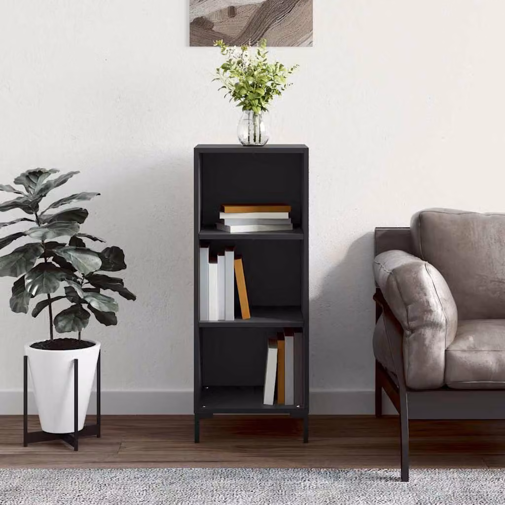 Credenza nera vidaXL a parete in legno e metallo L: 34,5 cm, P: 32,5 cm, H: 90 cm